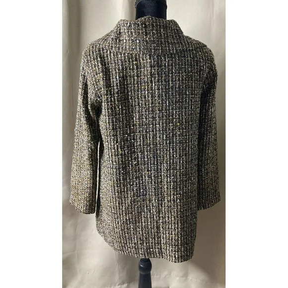 Additions By Chicos Brown Tweed Lined Jacket Coat Large Buttons Up Size 0 S/4 - Picture 2 of 8